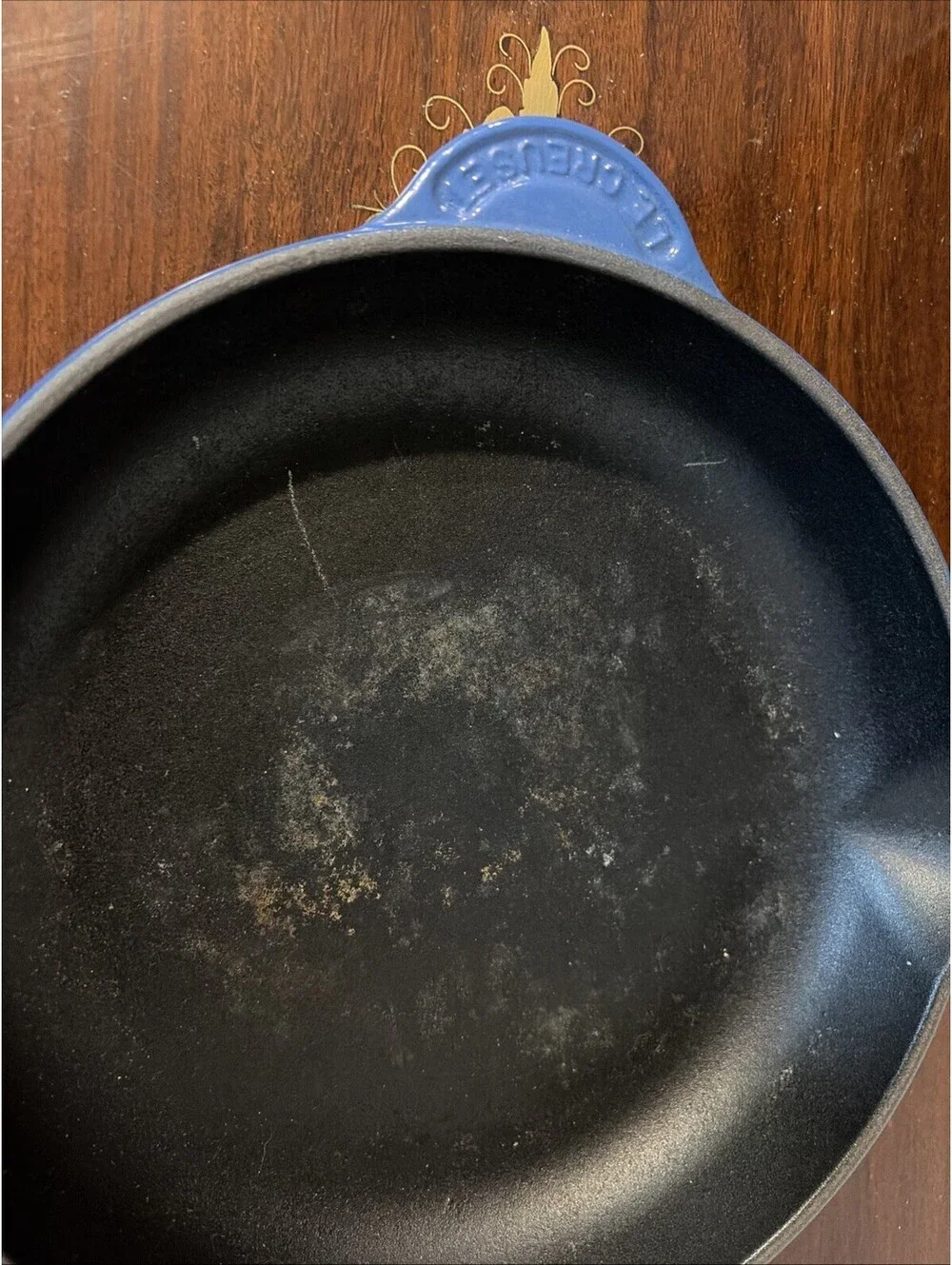 Le Creuset 23 Blue Enameled Cast Iron Skillet